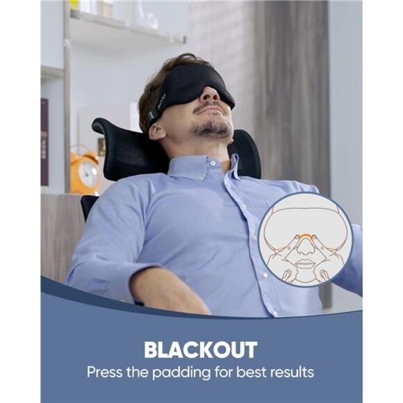 Sleep Mask Blackout 3D Eye Cover Memory Foam Travel Insomnia Relief - Picture 4 of 7